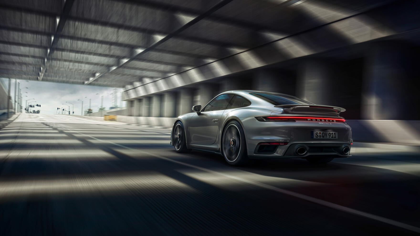 A Porsche driving