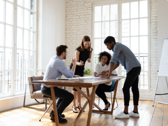 Team members in a meeting